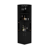 English Elm Corner Bar Cabinet Atanasio, Living Room, Black