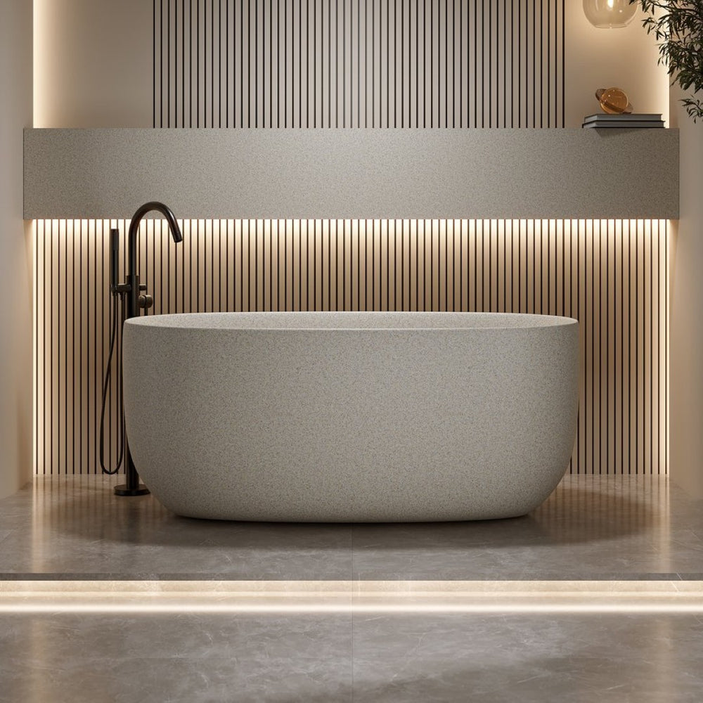 English Elm 51'' Solid Resin Stone Freestanding Soaking Tub Matte White Spa Bath with Drain W2753P416618