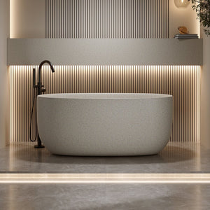 English Elm 51'' Solid Resin Stone Freestanding Soaking Tub Matte White Spa Bath with Drain W2753P416618