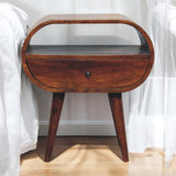 English Elm Solid Wood Large Chestnut Circular Open Bedside