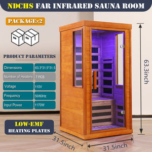 English Elm Sauna Room Front Wall Replacement Assembly with Full Glass Door for One Person Unit W3973P491778