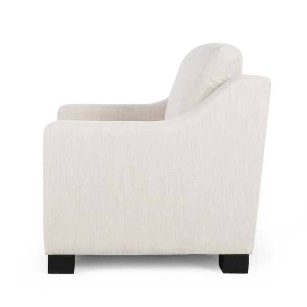 English Elm Christopher Knight Home® - Contemporary Beige Fabric Club Chair with Plush Polyester Upholstery, Birch Legs & Curved Arms (98) N758P268286A