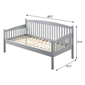 English Elm Grey Slatted Twin Daybed with 13-Slat Support System, Classic Pine Frame, Easy Assembly, Gray Finish B062S00453