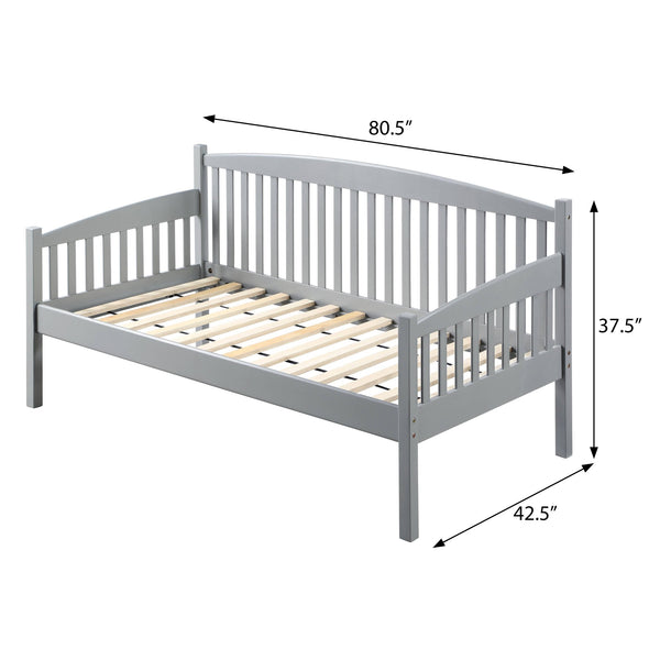 English Elm Grey Slatted Twin Daybed with 13-Slat Support System, Classic Pine Frame, Easy Assembly, Gray Finish B062S00453
