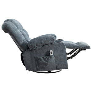 English Elm Oversized Swivel Recliner with Massage Heating Linen Upholstery and Usb Port W1521P411667