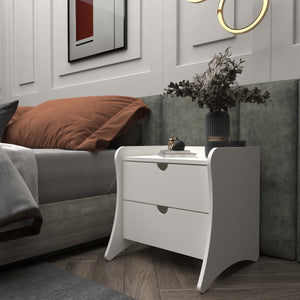 English Elm Coney 20" Nightstand with 2 Soft-Glide Drawers and Curved Panel Legs — Sleek Modern Bedroom Storage White B365P398164