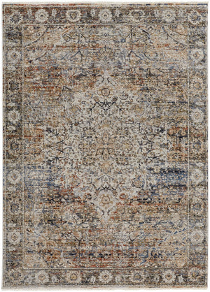Feizy Rugs Kaia Luxurious Low Pile Area Rug – Soft, Durable Medallion Design Perfect For High Traffic Spaces Tan,Orange,Blue Polypropylene,Viscose,Polyester Kai39gmfmlt000b00