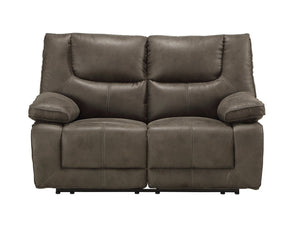 English Elm Harumi Gray Fabric Power Motion Loveseat w/USB Ports, Tufted Tight Cushions, Pillow-Top Arms, 67" Reclined Depth B2726P343796