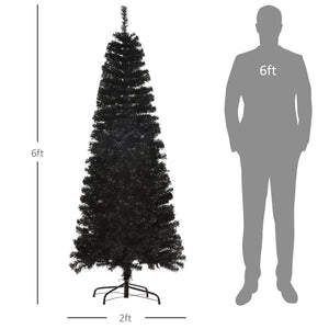 English Elm Homcom 6Ft Slim Pencil Douglas Fir Christmas Tree – Realistic, Easy Assembly, Versatile Black Decor W2225P229705