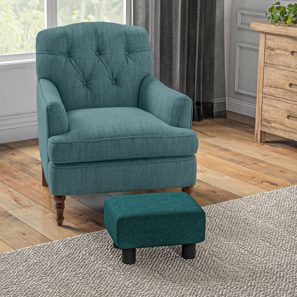 English Elm Homcom Compact Linen Ottoman - Elegant Green Footrest, Versatile Cube Stool For Living Room & Office W2225P217641