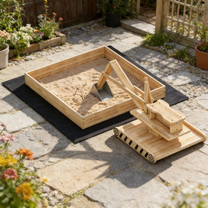 English Elm Kids Outdoor Wooden Sandbox with Rotating Digger Arm Fir Wood Backyard Play Set T3971P486881