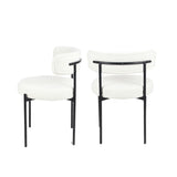 English Elm Burbank Modern Round Boucle Dining Chairs, Set Of 2, White