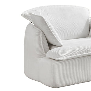 English Elm Convertible Compressed Sofa Chair Ottoman Corduroy Fold-Out Recliner for Small Spaces Dorm Apartments Beige W1036P251805