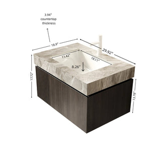 English Elm Muri Floating Bathroom Vanity Plywood Cabinet Sintered Stone Top Oak Drawer W2615S00589