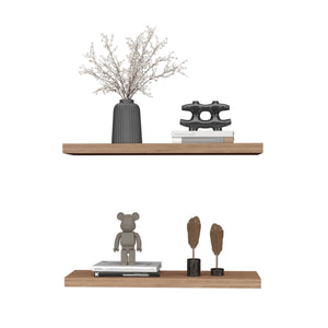 English Elm Floating Shelves - Modern Pine Finish, Set Of 2 For Stylish & Space-Saving Home Organization Solutions B097P250917
