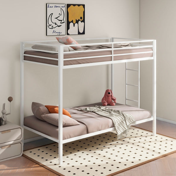 English Elm Metal Twin Over Full Bunk Bed Steel Frame with Guardrails for Kids or Guest Rooms B016P469269