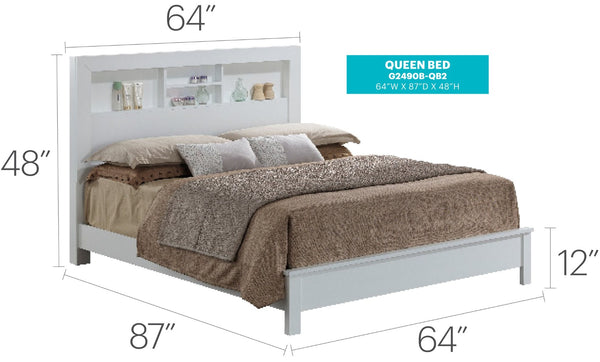 English Elm Stylish Transitional Queen Bed In Bright White Finish - Durable, Easy Assembly, Timeless Design! B078S00267-GIGA