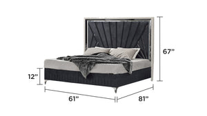 English Elm Lavita Modern 4-Pc Queen Upholstered Bedroom Set With Led Lighting & Hydraulic Storage In River Sand Grey B009S01784