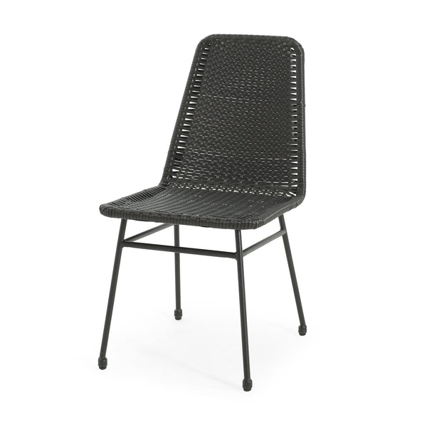 English Elm Christopher Knight Home® - DINING Rattan Dining Chairs Set of 2 with Sturdy Woven PE Rattan Seats and Iron Legs, Compact Design Dark Brown N779P201261D