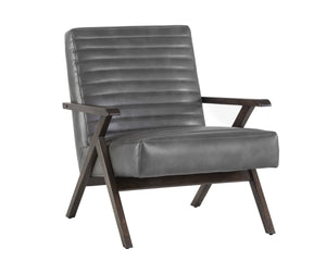 Sunpan Peyton Lounge Chair - Mid-Century Modern Design with Retro Flair and Distressed Brown Oak Frame Cantina Magnetite