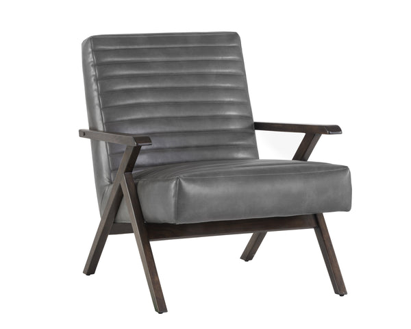 Sunpan Peyton Lounge Chair - Mid-Century Modern Design with Retro Flair and Distressed Brown Oak Frame Cantina Magnetite