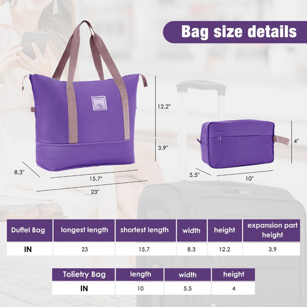 English Elm Softside Expandable Spinner Luggage Set with Tsa Lock Duffel Polyester Travel Purple N732P201004I
