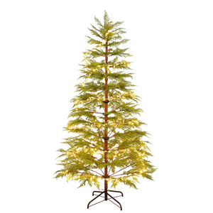 English Elm 6 ft Artificial Christmas Tree with 300 Warm LED Lights, 612 Tips, Hinged PE Branches & Metal Stand N710P181792S