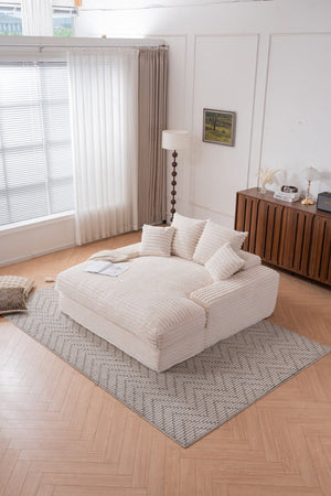 English Elm 028-oversized Corduroy Chaise Sleeper Sofa with Foam Support for Apartments W527P412860