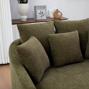 English Elm 56.3'' Oversized Barrel Lounger Chenille Cuddle Chair with Pocket Spring Deep Seat Green W3118S00037