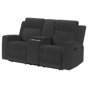 English Elm Slater Manual Reclining Loveseat with Center Console and Suede Leatherette Upholstery Charcoal B062P440400