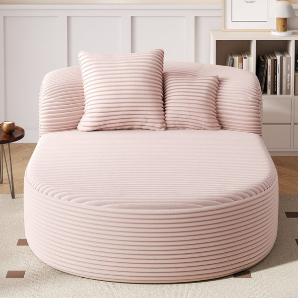 English Elm Swivel Barrel Accent Chair Chenille Tufted Round Club Seat for Living Room Lounge Pink N719S002370P