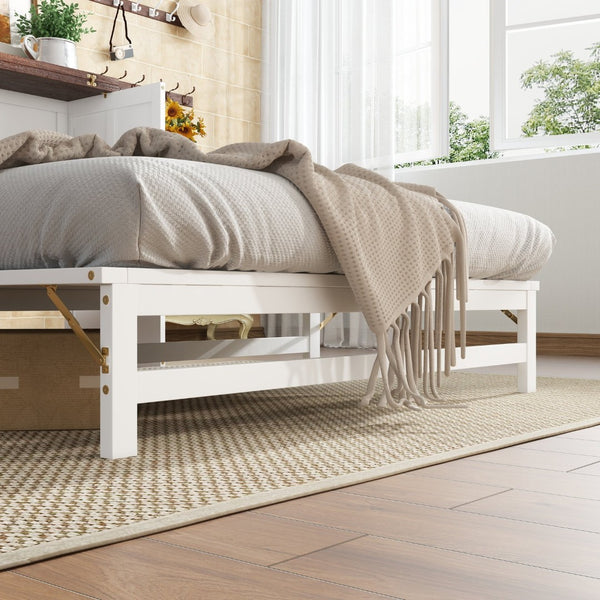 English Elm Murphy Cabinet Bed Full Pine Frame Built in Charging Station Drawer Studio Guest Room W504S00192