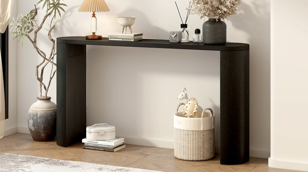 English Elm U_Style Modern Console Table With Semi-Cylindrical Legs - Elegant, Multi-Functional Design For Any Space N711P245617B-GIGA