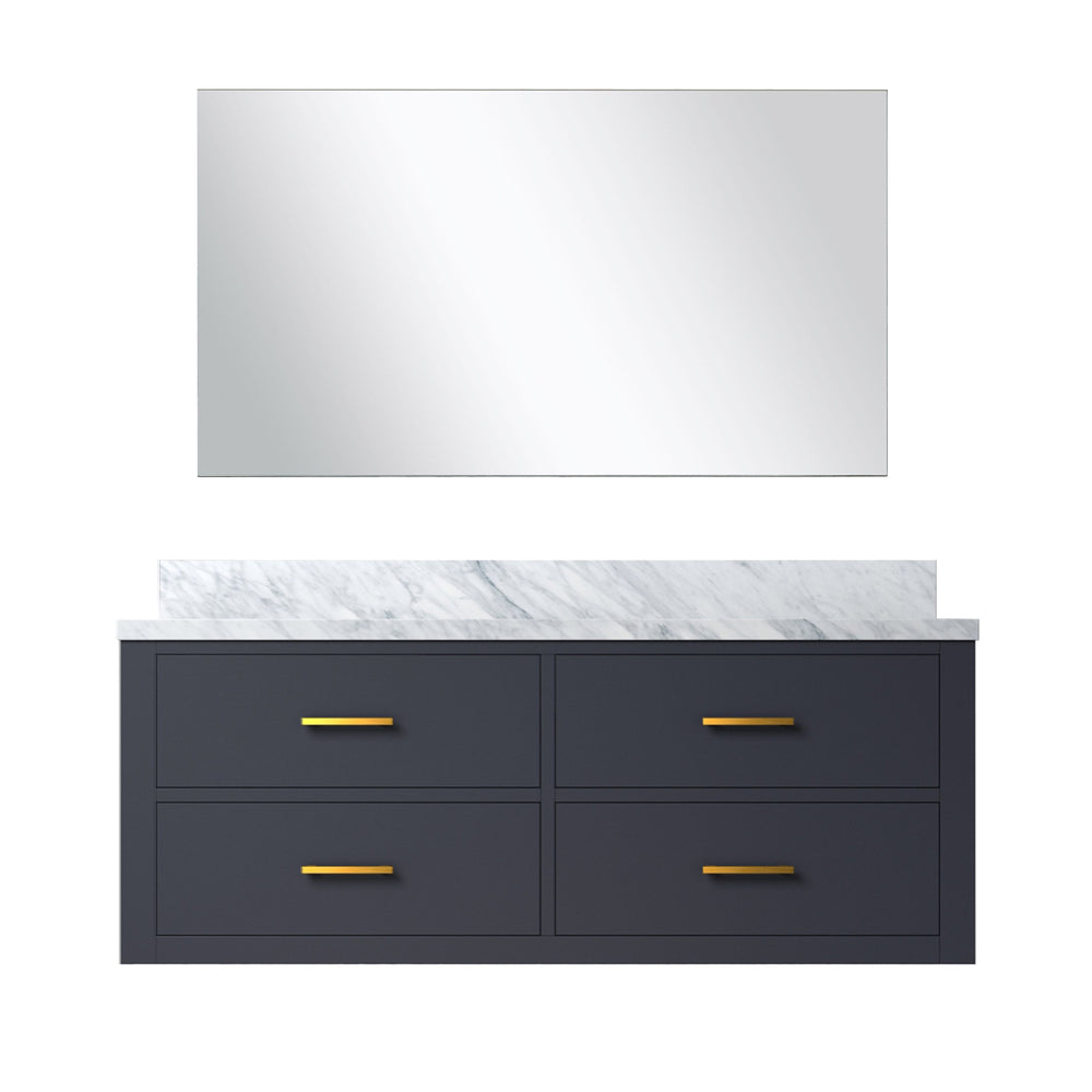 English Elm Blue Single Bath Vanity 48" W With Carrara Marble Top & Frameless Mirror - Stylish Storage Solution B2731S01443