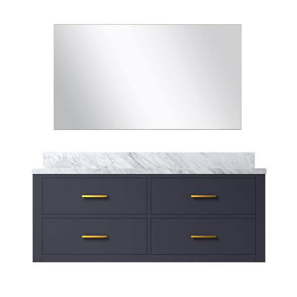 English Elm Blue Single Bath Vanity 48" W With Carrara Marble Top & Frameless Mirror - Stylish Storage Solution B2731S01443
