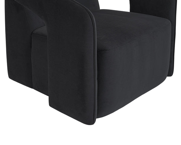 Sunpan Kendrick Swivel Lounge Chair - Futuristic Design with Comfortable Seat and Stylish Cut-Out Arms Abbington Black