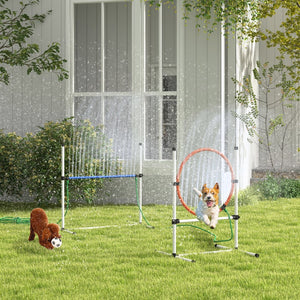 English Elm Pawhut 3-Piece Dog Agility Training Set - Adjustable Jumping Ring, Hurdle, Cooling Tube & Bag! W2225P217627-GIGA