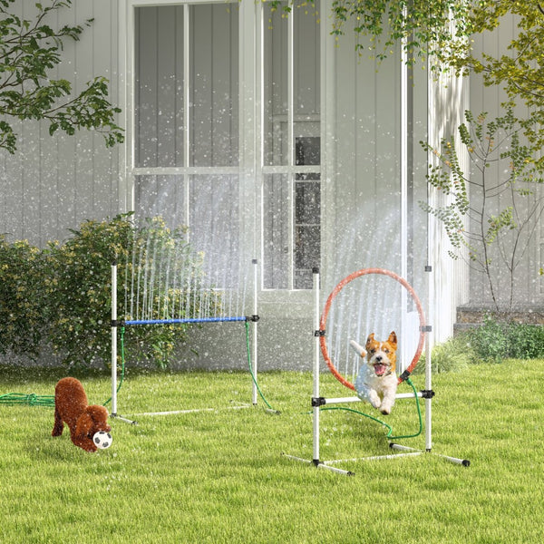 English Elm Pawhut 3-Piece Dog Agility Training Set - Adjustable Jumping Ring, Hurdle, Cooling Tube & Bag! W2225P217627-GIGA