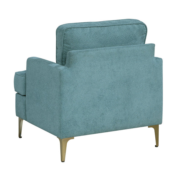 English Elm Modern Comfort Accent Chair with Chenille Upholstery, Brushed Gold Metal Legs, Durable Plywood Frame Peacock 29 L x 23 W x 26 H B011P308019