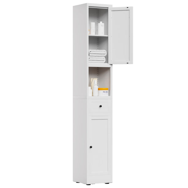 English Elm 71 Inch Freestanding Metal Storage Cabinet Five Tier Narrow Pantry Organizer White W2735P428814