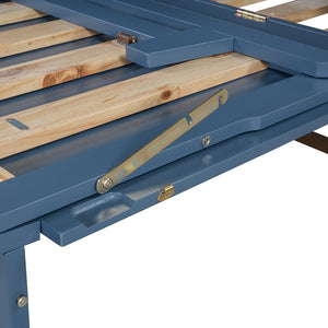 English Elm Queen Size Murphy Bed With Iron Legs, Modern Blue Finish, Space-Saving Design For Stylish Living N820S00035N-GIGA