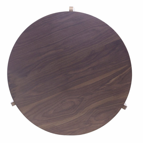 English Elm 32.68 Inch Black Oak Veneer Nesting Round Coffee Table Set for Modern Living Rooms W2899P435700