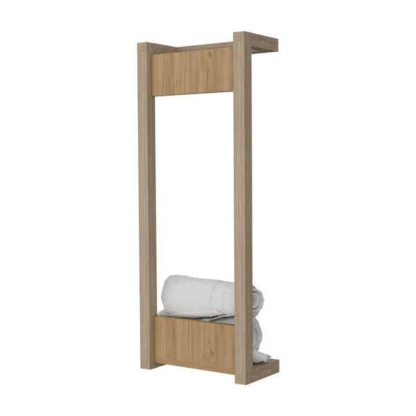 English Elm Natural Oak Wall Organizer Shelf — Space-Saving Mounted Towel Rack with Warm Grain Finish, Durable Oak-quality B062P380059