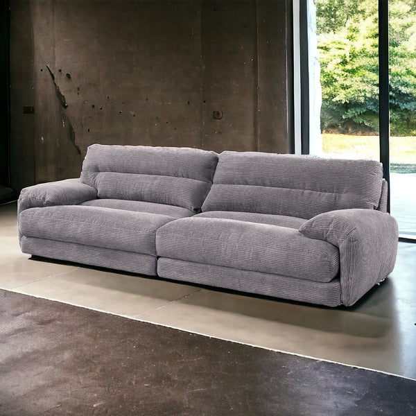 English Elm Cadenza Gray Corduroy Loveseat with Removable Pillow Covers, Rolled Arms, Plush Foam Seating B2726S00162