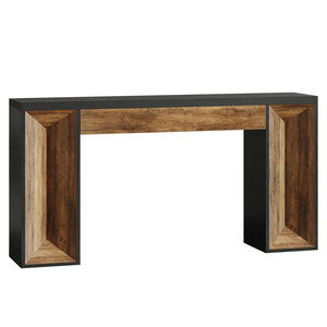 English Elm Sleek Wood Grain Console Table Geometric Base Slim Entryway Sofa Foyer Accent T3971P464026