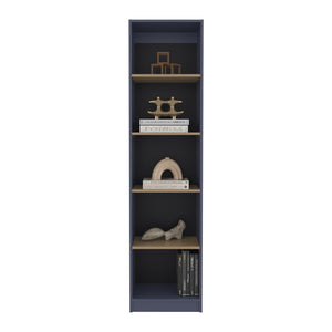 English Elm Home Xs 5-Tier Slim Bookcase in Blue - Space-Saving Particle Board Shelves for Living Room Decor B070P378355
