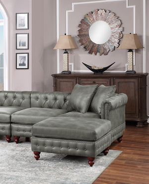 English Elm Slate Gray Modular 4-Piece Sectional Sofa Set With Reversible Loveseats, Ottomans & Tufted Pillows B011S01331-GIGA