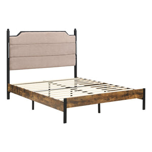 English Elm Queen Platform Bed Lamb Fleece Headboard Led Lighting Usb Charging Under Storage W311P416222