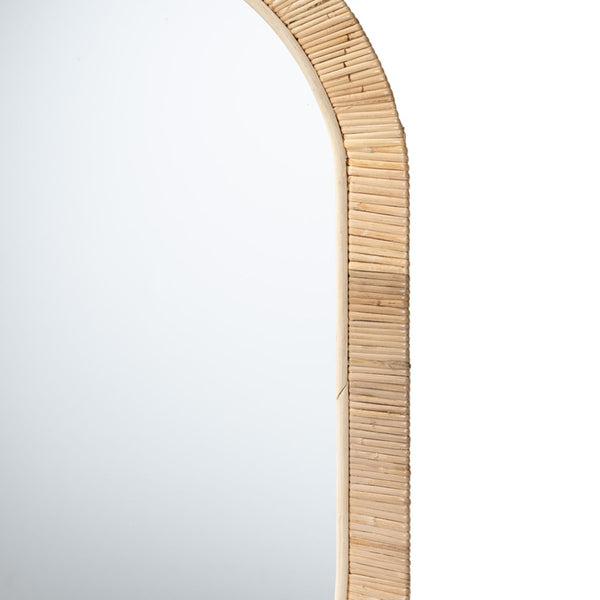 English Elm Modern Oval Rattan Woven Mahogany Frame Wall Mirror for Boho Entryway Decor B2750P467645