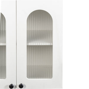 English Elm Wall Mounted Display Cabinet Arched Glass Door Floating Shelves for Kitchen or Bath W331P379951